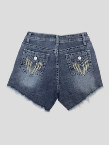 Qualité supérieure 100% coton Denim nouvelles femmes taille haute en détresse jean Shorts respirant bouton nœud décontracté femmes Shorts - Product Image 6