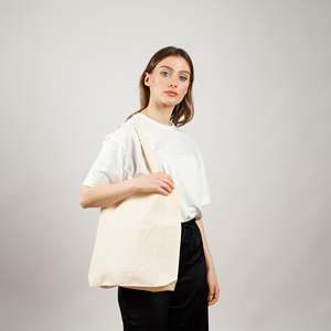 Easy-Carry Medium Cotton Tote <b>Bag</b> with <b>Long</b> Handle Eco-Friendly and Recyclable for Foods Advertising Gifts - Product Image 2