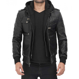 Veste en cuir avec design personnalisé, veste en cuir de couleur unie pour hommes, vêtements de rue, veste en cuir pour hommes en vente en ligne - Product Image 5