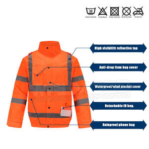 Chaqueta naranja de hombre de la mejor calidad al por mayor, ropa de trabajo transpirable e impermeable para seguridad, chaqueta naranja al por mayor - Product Image 3