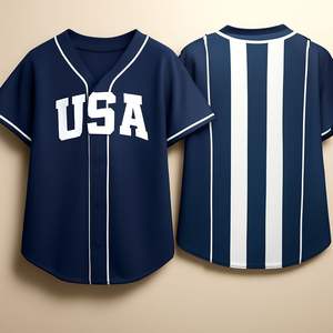 Jersey de béisbol personalizado de EE. UU., sudadera Retro en blanco para hombre, bordado, malla impresa sublimada por calor, softbol Retro transpirable - Product Image 5