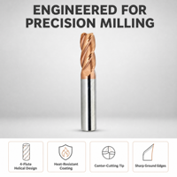 Fraise carrée en carbure monobloc 4 dents HRC55, fraise enduite pour acier et acier allié, fraiseuse CNC