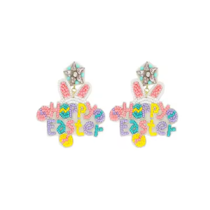 Handmade Pink Easter Bunny Earrings for Women Beaded Dangle Jewelry Classic Festive <b>Rabbit</b> Style Wholesale from India - Product Image 1