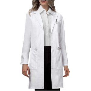 Bata de laboratorio de algodón blanco para hombres y mujeres con botones de higiene y bolsillos Bata de Medicina de manga larga para uso hospitalario - Product Image 1