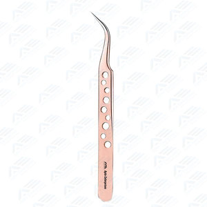Pinces à cils en acier inoxydable à pointe inclinée pour extensions de cils, design incurvé de précision, poignée antidérapante, Apto Enterprises AE-8005 - Product Image 6