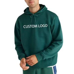 Custom High Quality Solid Color Plain Pullover Streetwear Oversized Screen Print Logo Hoodies <b>for</b> Men - Product Image 1