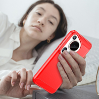 Étui de téléphone de haute qualité en fibre de carbone TPU brossé, peint à la UV, antichoc, couleur unie pour Pura70 Nova12 Ultra Mate60 50