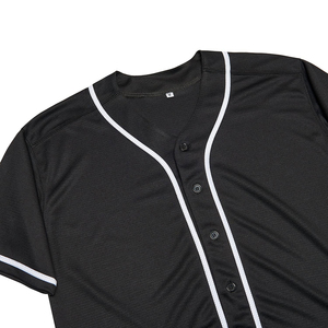 Camiseta de Béisbol Unisex Negra de Manga Corta con Botones al Frente, Absorbente de Humedad, Color Sólido, Corte Regular, para Todas las Temporadas, 100% Algodón - Product Image 3