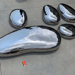 Esculturas de arte modernas de Metal para jardín, escultura de piedra hueca de acero inoxidable, gran oferta - Product Image 5