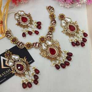 Conjuntos de Joyería Nupcial India al por Mayor para Mujer, Hermosos, Hechos a Mano, Chapados en Oro, Aretes Antiguos con Collar Gargantilla - Product Image 5