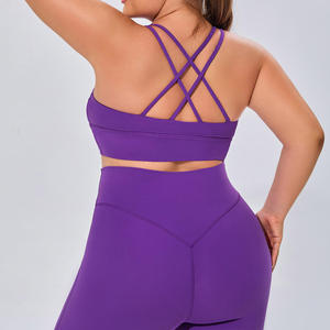 Conjuntos de mujer conjuntos de Fitness de gimnasio transpirables 2 uds. Sujetador deportivo de talla grande de secado rápido y mallas conjuntos de Yoga de cintura alta para mujer - Product Image 2