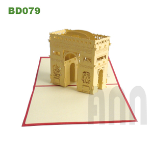 ANN HANDICRAFT BD079 Handmade 3D Pop-Up Arc De Triomphe Greeting Cards-Eco-Friendly Paper <b>Matte</b> <b>Varnishing</b> Offset Printing Japan - Product Image 1
