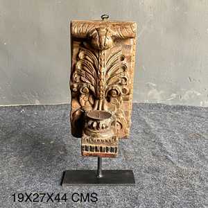 Corbeille murale en bois massif vintage indien, sculptée à la main, décoration murale architecturale, antique, rustique, durable, installation facile, maison - Product Image 1