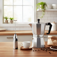 Coffret Cadeau Classique Chinois WS : Cafetière Moka en Aluminium pour Barista à Domicile, Logo Personnalisé, Vente en Gros