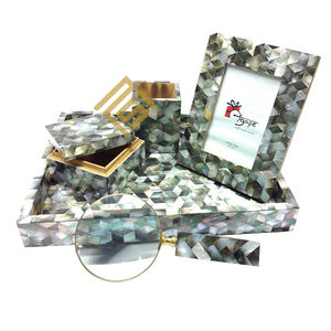 Conjunto de hueso de cuerno, accesorios de baño de forma cuadrada, lo último en posavasos de madera, artículo de artesanía india hecho a mano, madera y madera de resina - Product Image 2