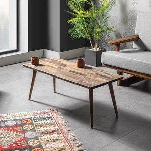 Mesa de Centro de Nogal, Estilo Moderno de Mediados de Siglo, Mesa de Centro Rectangular de Madera de Nogal Maciza, Muebles de Sala de Estar de Primera Calidad - Product Image 1
