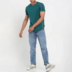 T-shirt pour homme de haute qualité, personnalisé, lourd, OEM, imprimé, coupe ajustée, col rond, vente chaude, couleur unie, pour homme - Product Image 4