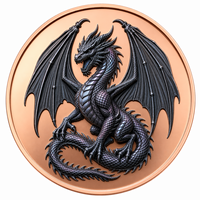 Nuevas Monedas de Cobre Puro 99.99% de 10 AVDP oz con Dragón Negro en Alto Relieve, Impresión UV Colorida, Monedas de Cobre Coleccionables Personalizadas