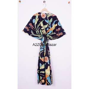 <b>Women's</b> Comfortable Washable Cotton Kaftan Long Sleepwear <b>for</b> Summer Autumn Spring Evening Gowns <b>for</b> Party <b>Resort</b> <b>Wear</b> Natural - Product Image 5