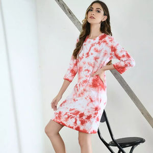 Vestido Midi de verano de rayón 100% para mujer, suelto, Floral, teñido anudado con cintura Natural, respetuoso con el medio ambiente, tejido lavable, bolsillo, estilo informal - Product Image 1