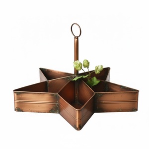 Antique Copper Finish Metal <b>Cutlery</b> Holder With Mango Wood Handle 4 Compartment Utensil Caddy For Kitchen Dining Table Decor - Product Image 4