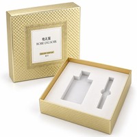 Boîte cadeau de luxe écologique personnalisée Gilded Elegance avec couvercle rigide et base, pour parfums et cosmétiques, avec insert en EVA découpé avec précision et gaufrage 3D