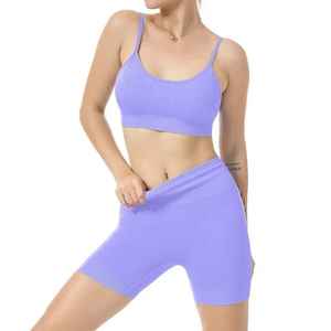 Ropa deportiva de talla grande personalizada de alta calidad para mujer, conjuntos de Yoga transpirables de secado rápido, ropa de entrenamiento elástica con patrón sólido - Product Image 4