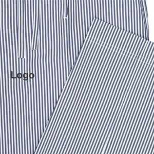 Pijama tejido con bolsillo cruzado a rayas azul marino 80% Algodón 20% poliéster pantalones de salón ropa de dormir suave con cintura y bolsillos con cordón - Product Image 2