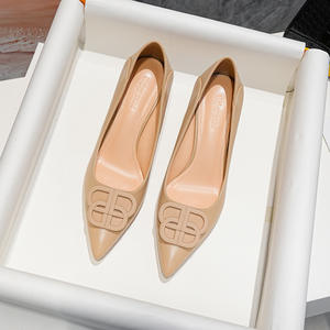 Escarpins pour femmes en cuir fermé bout pointu Sexy talons aiguilles robe de soirée de mariage chaussures de bal Femme élégant <span class=keywords><strong>talon</strong></span> bas pompes classiques - Product Image 5