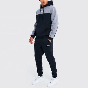 Traje de jogging Logotipo personalizado Algodón de rizo francés Bloque de color en blanco Chándal Al Aire Libre Peso pesado Unisex Pantalones de chándal Sudadera con capucha Conjunto para hombre - Product Image 1