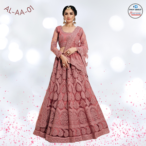 Magnifique Blouse Traditionnelle Rose Poudré avec Broderie Cordonnée et Broderies de Pierres Lourdes, Dupatta en Tissu Soie Satinée pour Mariage et Fêtes - Product Image 3