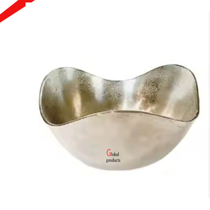 Cuenco decorativo para servir arroz y ensalada de comida de diseño martillado con acabado plateado para restaurante y bar de hotel - Product Image 2