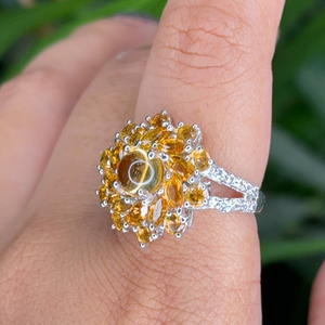 แหวนค็อกเทลเพชรซิทรีนแท้และอเมริกัน100% เครื่องประดับเงินสเตอร์ลิงตามสั่งสำหรับงานแต่งงาน - Product Image 4