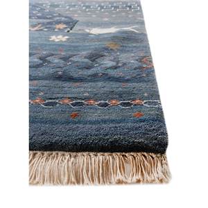 Tapis en laine et soie de bambou noué à la main à motif géométrique bleu Freedom Manchaha pour la décoration de la maison et du salon - Les-8267 - Product Image 4