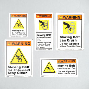 Étiquette de sécurité pour ceinture de transport en mouvement, décalcomanie de sécurité, ne pas utiliser sans protection, imperméable, adhésif 3M, étiquettes d'emballage M06 - Product Image 2