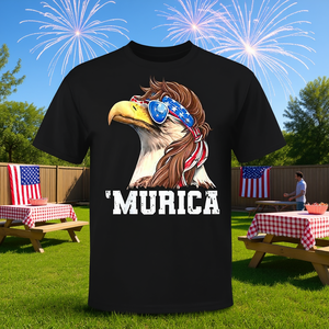 Camiseta Eagle Mullet Murica con bandera estadounidense, diseño patriótico del 4 de julio - Product Image 3