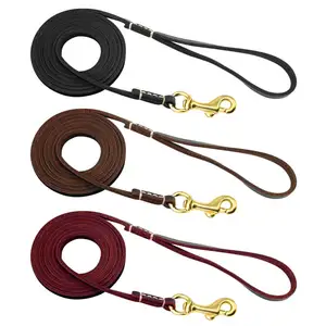 8mm Thin Genuine Leather Leash for Small Dogs Walking Show Slip Lead 130/180cm Wholesale Supplier
