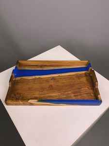 Bandeja de Servir Ovalada Única de Madera Dura con Resina Epoxi Verde Esmeralda, Asas Integradas, Tabla de Charcutería Decorativa de Lujo, Bandejas para el Hogar - Product Image 6