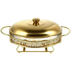 Plat à friture de mariage en or martelé de qualité sans danger pour les aliments avec porte-couvercle Vente chaude Plat à friture de meilleure qualité pour la table décorée - Product Image 2