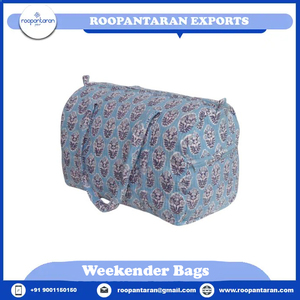 Sac de sport élégant et écologique pour week-end en coton doux avec fermeture à glissière en tissu imprimé à la mode - Product Image 2