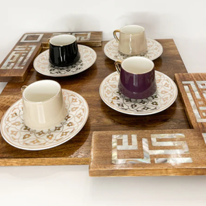 Bandeja de madera de acacia de lujo hecha a mano con incrustaciones de nácar Bandejas de madera decorativas para Eid Ramadan Holiday de Vietnam - Product Image 4