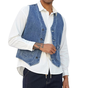 Recién llegados, chaleco vaquero sin mangas para adultos y hombres, chaleco vaquero de estilo transpirable hecho a medida para venta en línea - Product Image 4