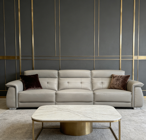 أريكة فاخرة من الجلد الصناعي عالي الجودة، تتميز باللمسة الأنيقة، مثالية لغرفة المعيشة في الفيلات، أثاث منزلي فاخر وراقي. - Product Image 6