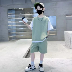 2025 nouvelle conception personnalisée de haute qualité garçons t-shirt et short prix de gros garçons ensembles d'été - Product Image 3