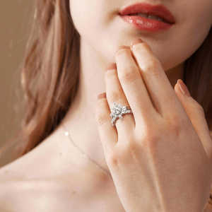 925 Silver Classic Cut Floral Vintage Halo Set Moissanite Diamond <b>Pearl</b> Bridal <b>Ring</b> - Product Image 5