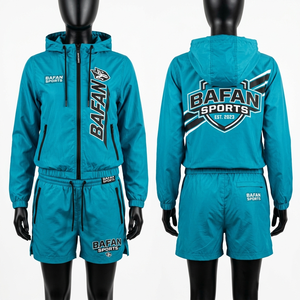 Women Windbreaker Set Premium GSM Polyester Microfiber Blue Orange Panel Design Lightweight Breathable Custom Sublimation Logo - Product Image 4