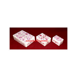 Indian Importer And Exporter White Marble Inlay <b>Pink</b> Mother Of Pearl Rectangular Shape Jewelry <b>Box</b> For Business <b>Gifts</b> - Product Image 1