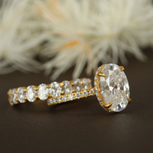 Joyería de moda al por mayor original Lab Grown Diamond Wedding Couple Set Ring Anillos de mujer en plata 925 y oro 14K - Product Image 6