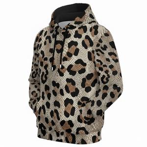 Leopard Cheetah Print Heavyweight Fleece Unisex Hoodie Vintage <b>Washed</b> Breathable 100% Cotton Streetwear - Product Image 3