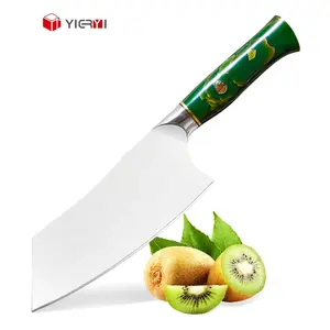 Handmade 7-Inch M390 Powder Steel Kitchen Knife Non-Stick White Coating Blade With Resin Handle Meat Cleaver Chef Knife